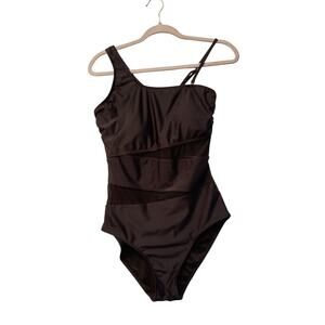 Black One Piece Swimsuit byTempt Me NWT Padded Top Cutout Mesh Size Large